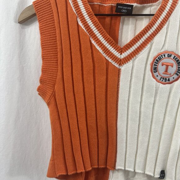 Hype And Vice University Of Tennessee Vols Orange White Ribbed Sweater Vest XS - Picture 7 of 8